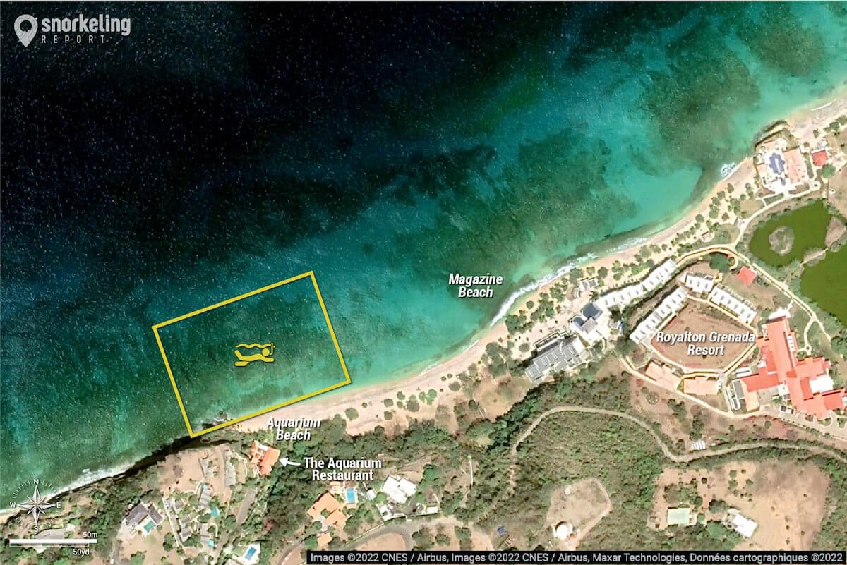 Aquarium Beach snorkeling map