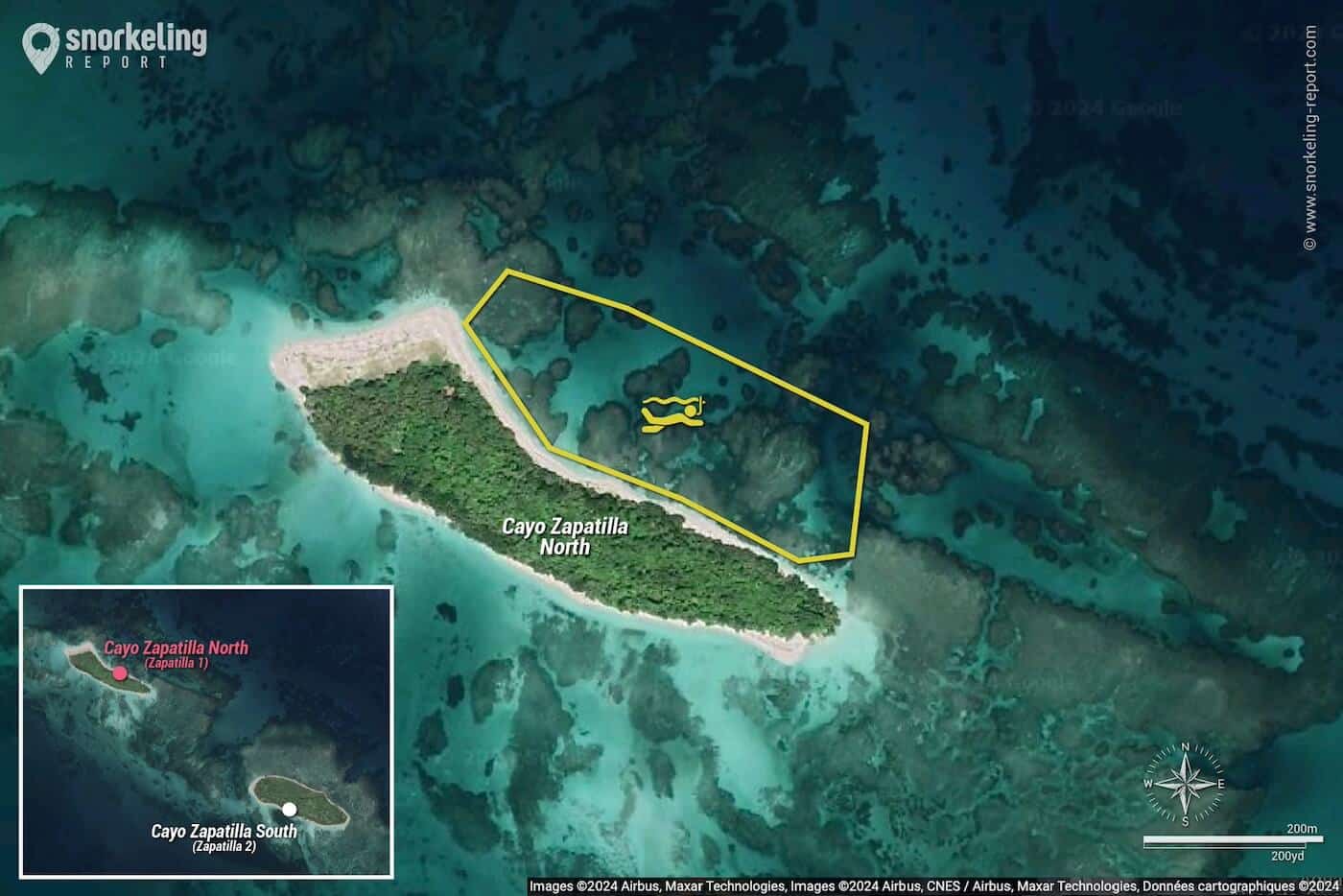 Cayo Zapatilla North snorkeling map