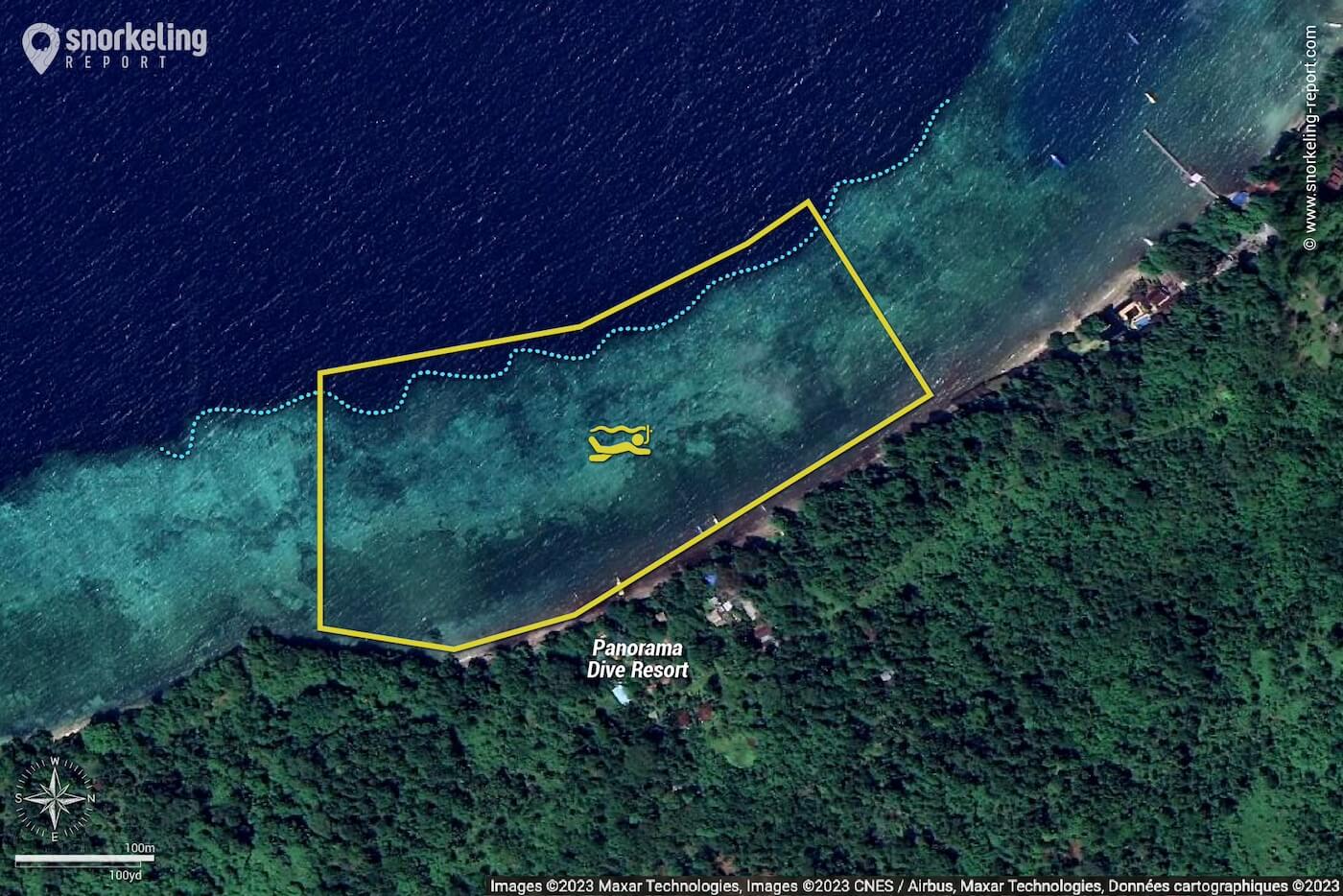 Panorama Dive Resort snorkeling map.
