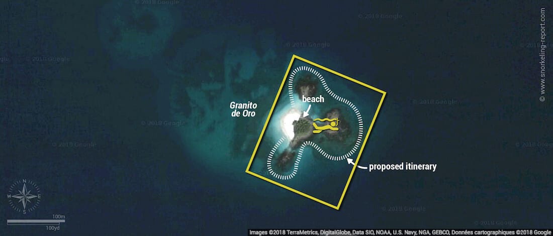 Granito de Oro snorkeling map, Coiba National Park