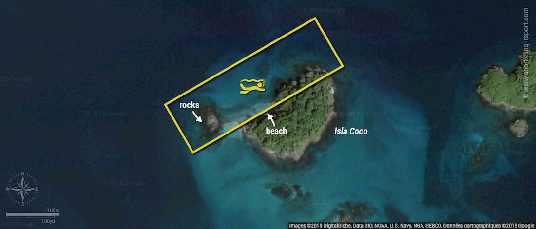 Isla Coco snorkeling map, Coiba National Park