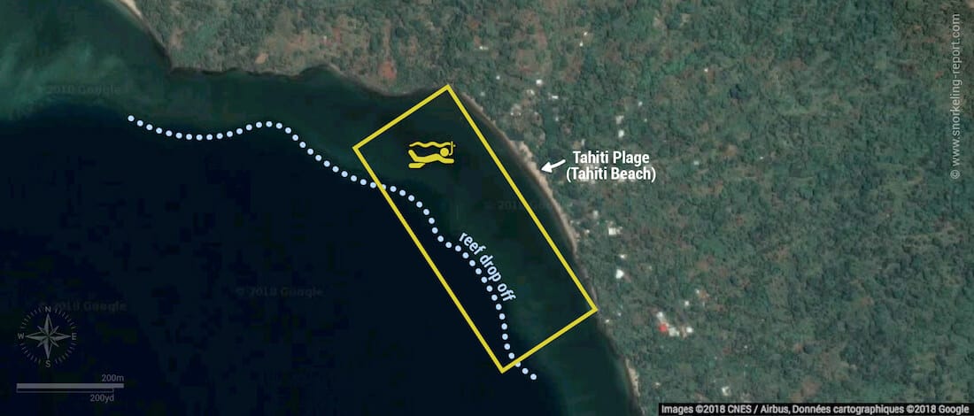 Tahiti Beach snorkeling map, Mayotte