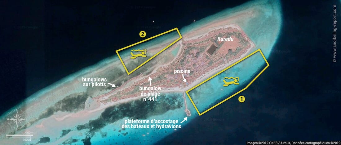 Carte snorkeling à Kuredu, Maldives