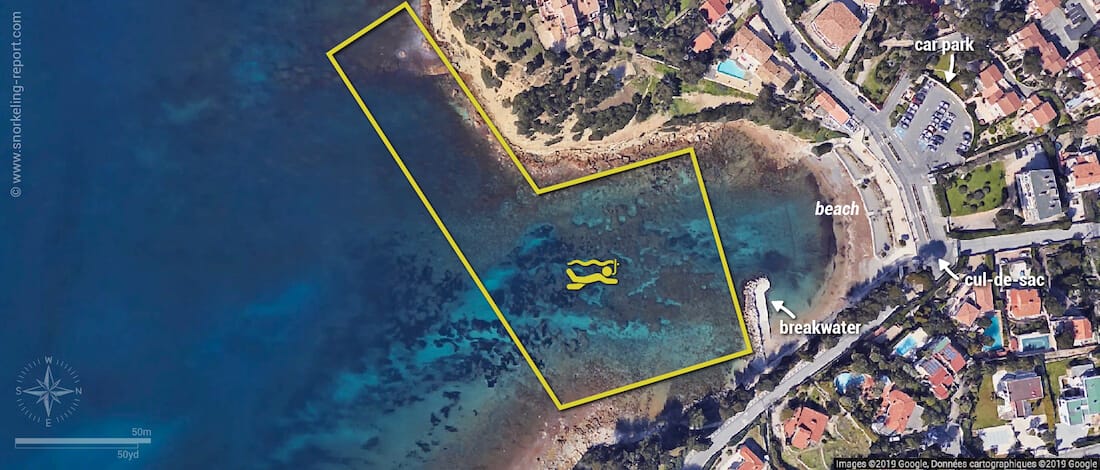 Cap Rousset Carry-le-Rouet snorkeling map