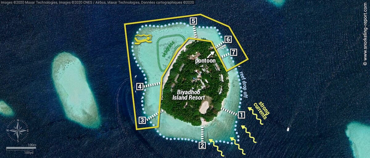 Biyadhoo Island snorkeling map