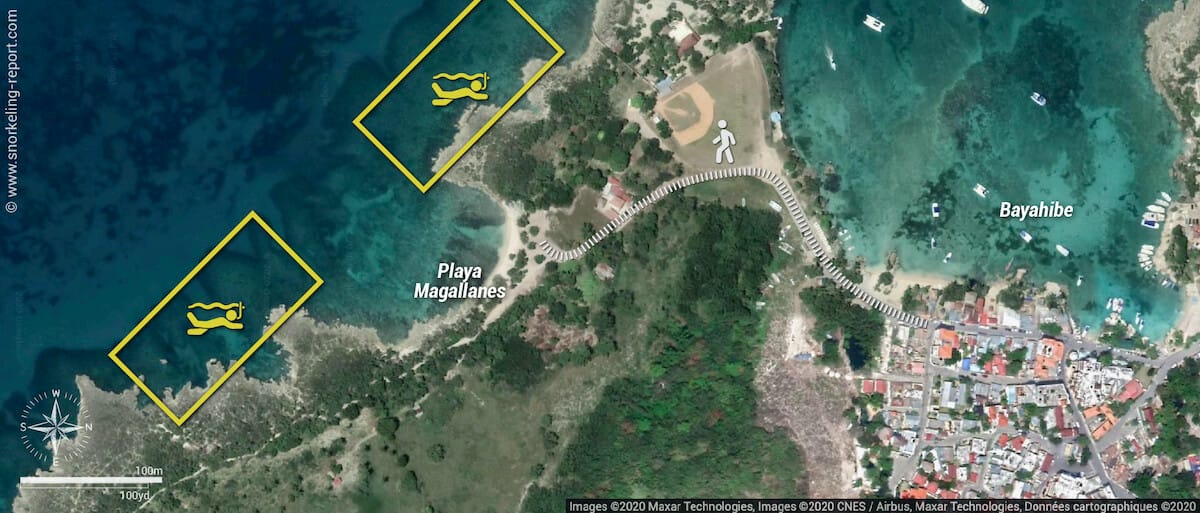 Carte snorkeling à Playa Magallanes