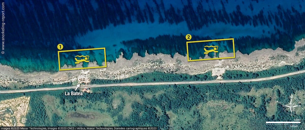 La Batea snorkeling map, Cuba