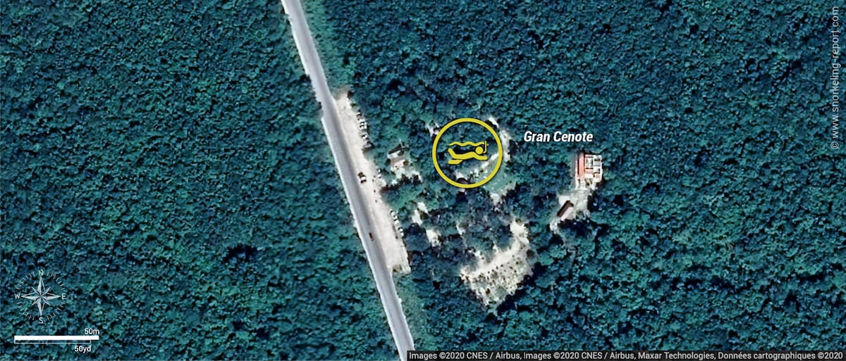 Gran Cenote snorkeling map