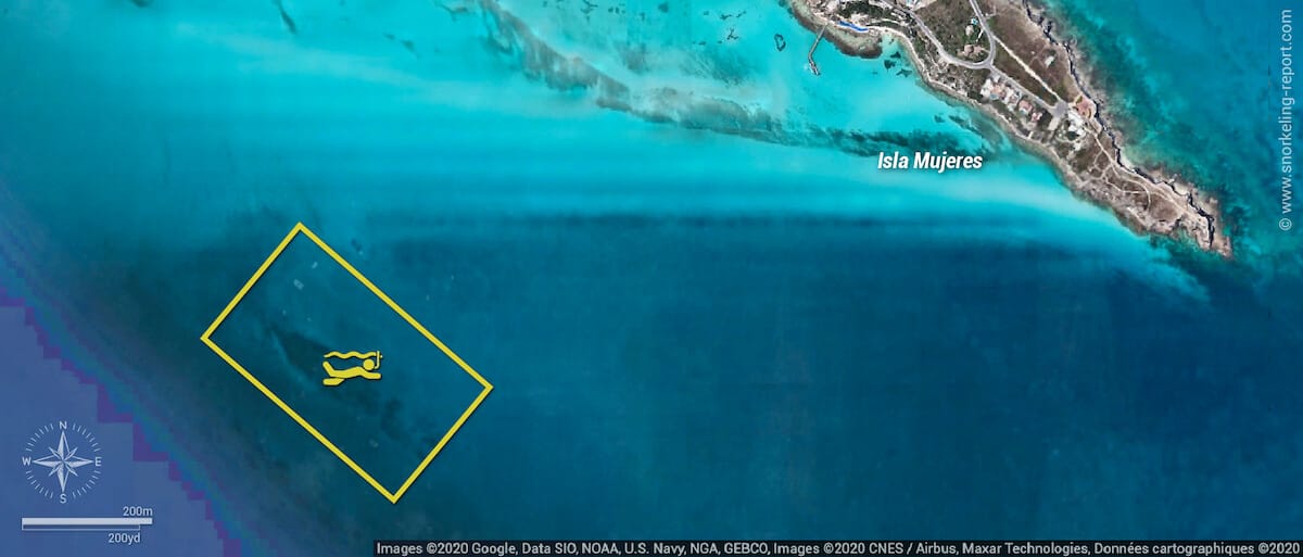 MUSA snorkeling map, Isla Mujeres