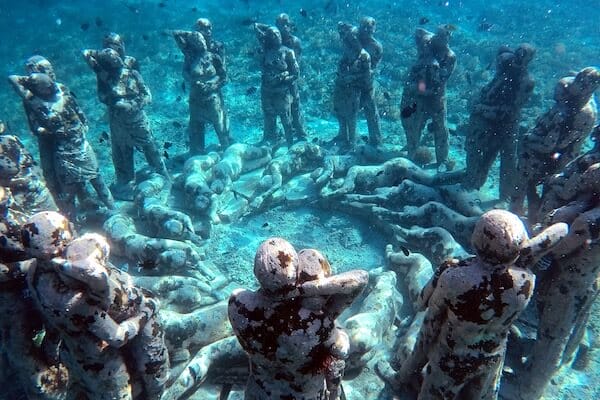 Underwater statues in Gili Islands