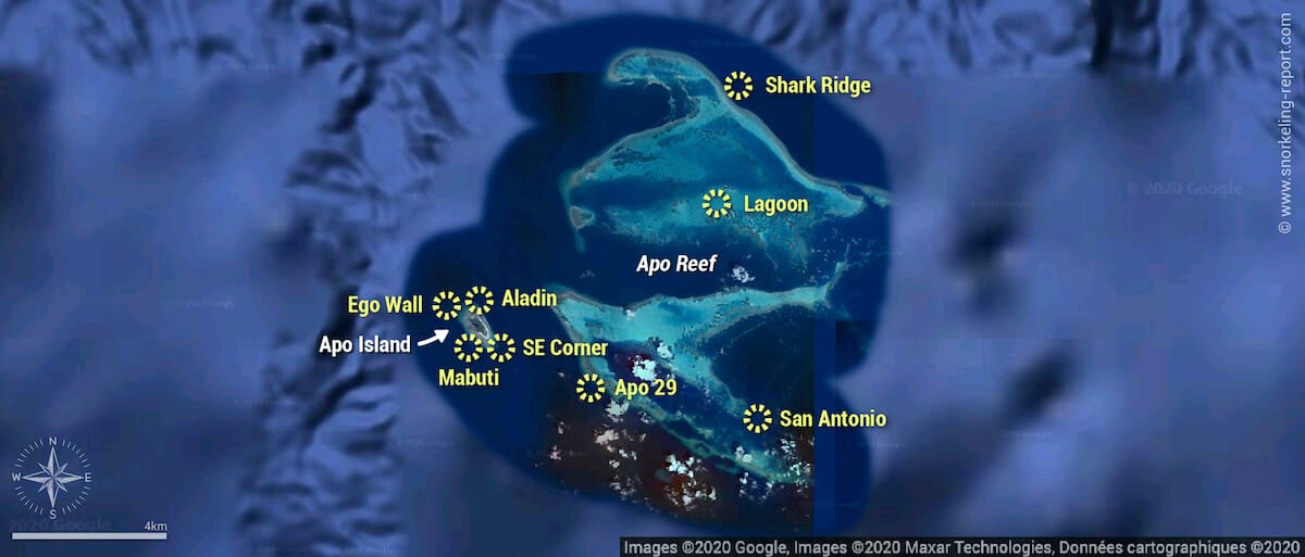 Apo Reef snorkeling map