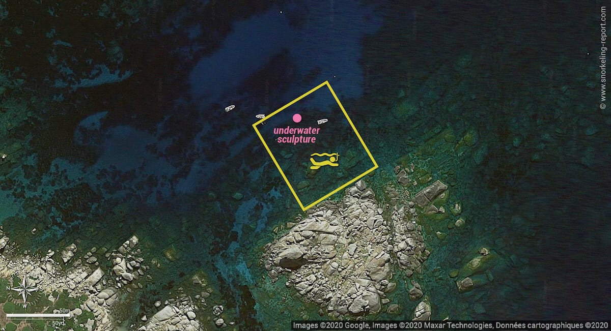 Madonna del Naufrago snorkeling map, Villasimius