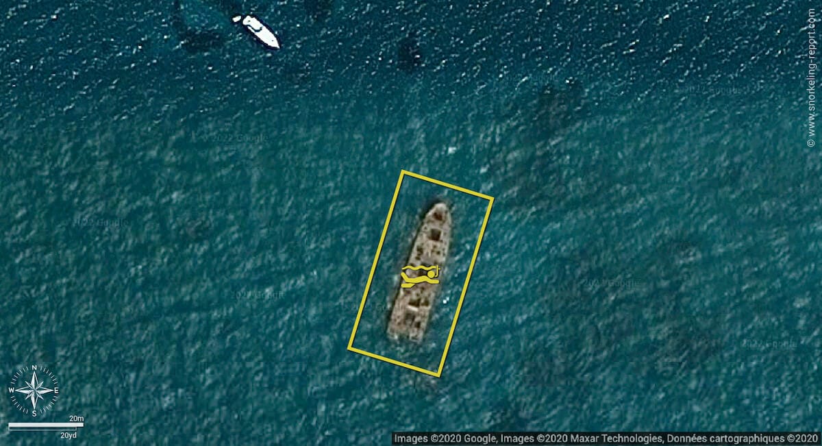 Wreck of the Sapona snorkeling map