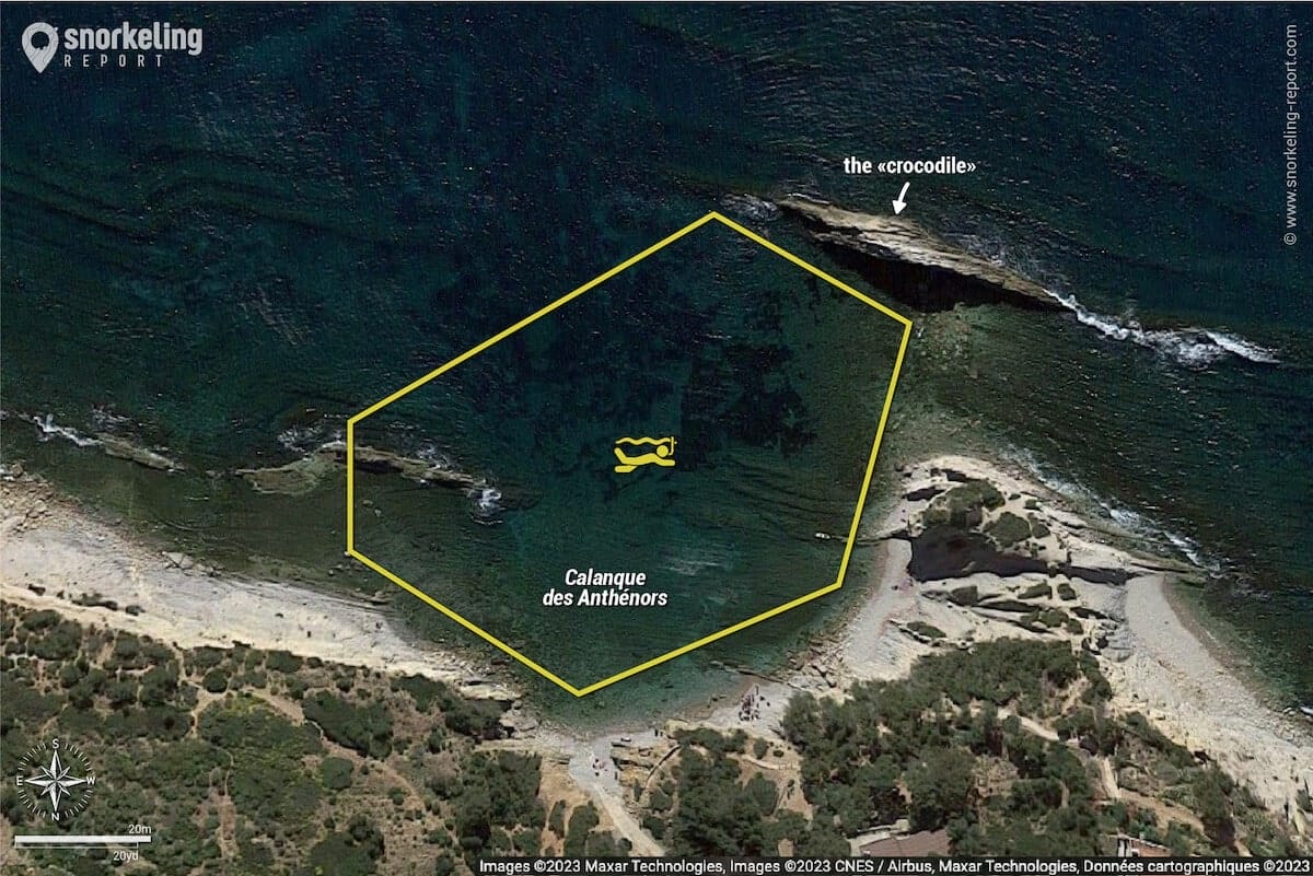Calanque des Anthenors snorkeling map