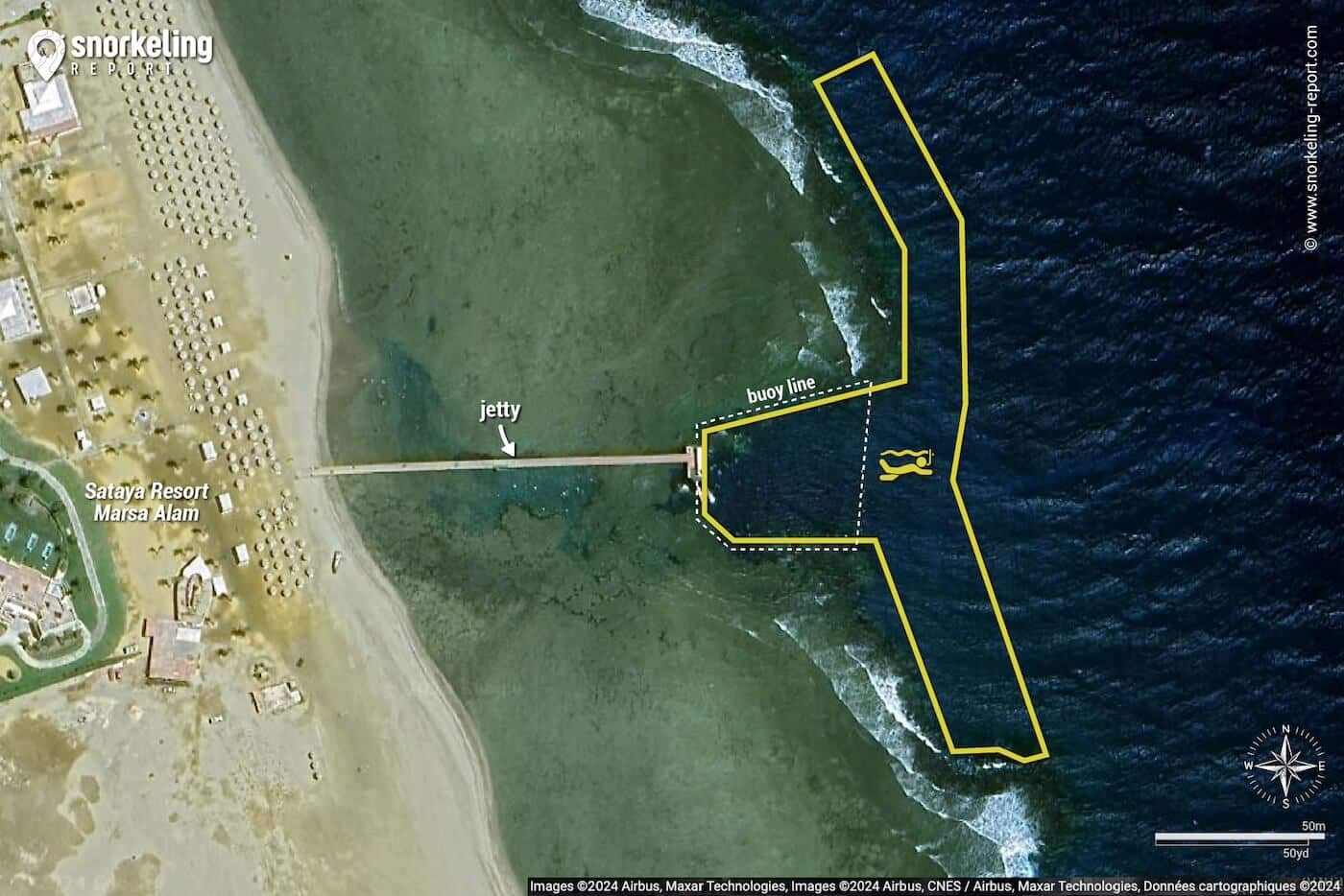 Sataya Resort snorkeling map